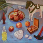 Apples, oil on wood