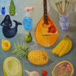 Bananas, oil on wood