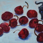 Cherries, oil on wood